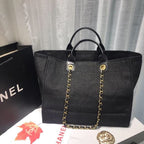Chanel Deauville Tote 38cm Canvas Bag Spring/Summer Collection Black/Grey/Multi