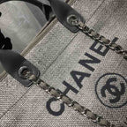 Chanel Deauville Tote 38cm Canvas Bag Spring/Summer Collection, Light Grey/Dark Grey/Multi
