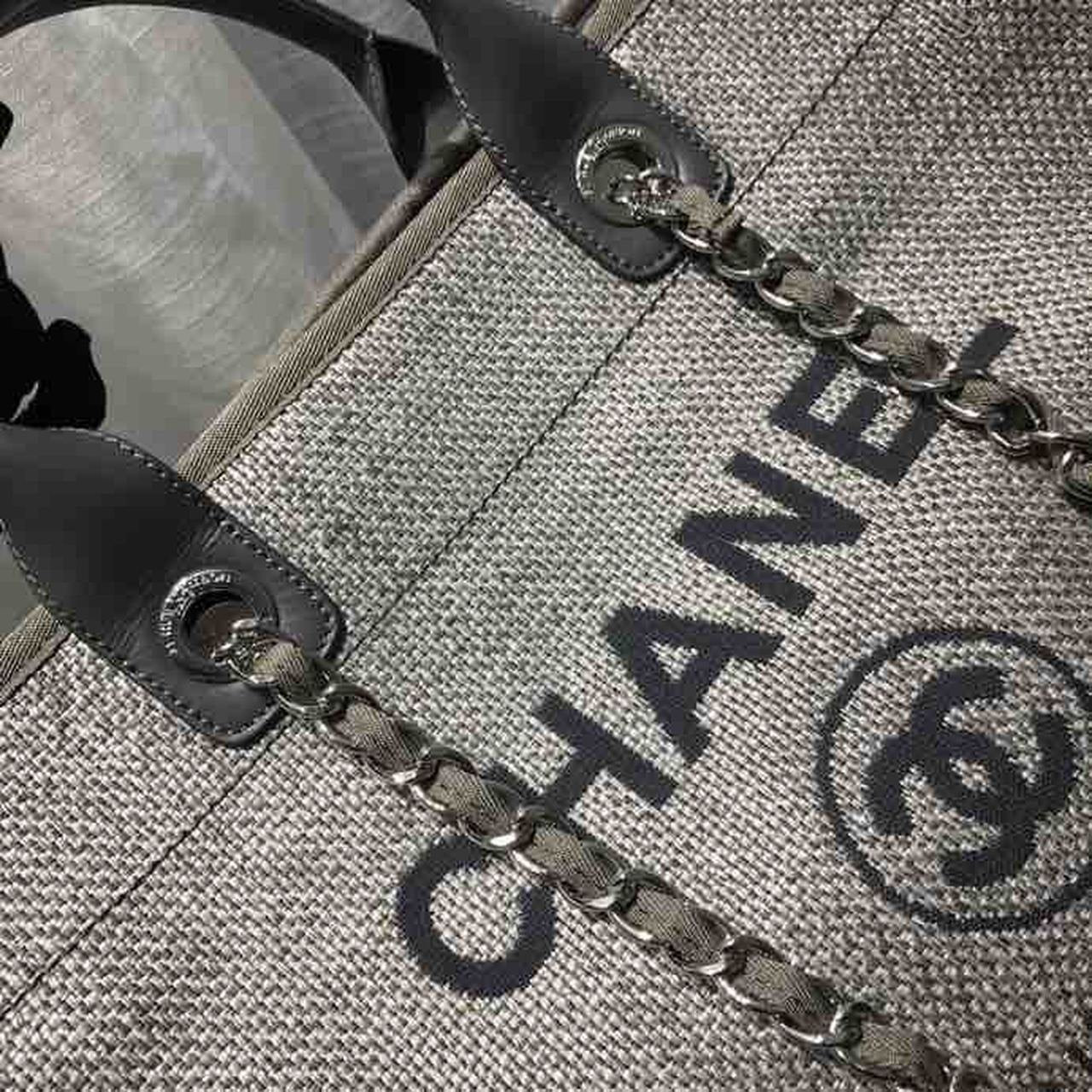 Chanel Deauville Tote 38cm Canvas Bag Spring/Summer Collection, Light Grey/Dark Grey/Multi