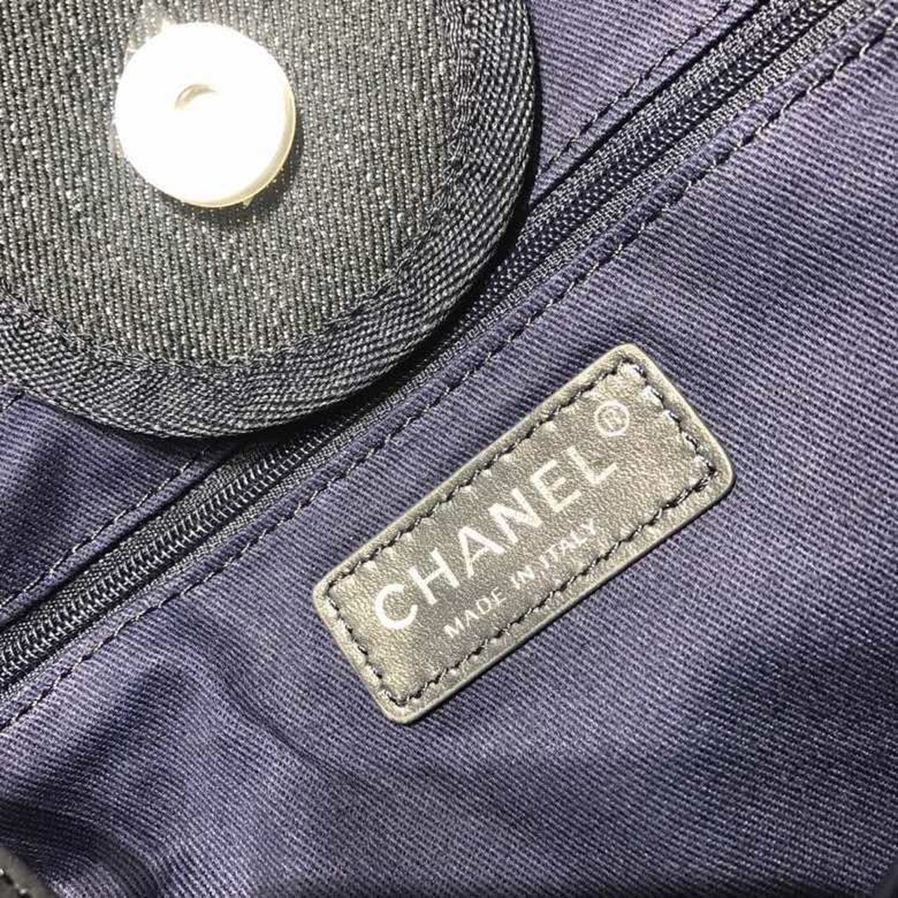 Chanel Deauville Tote 38cm Canvas Bag Spring/Summer Collection Dark Blue Denim/White