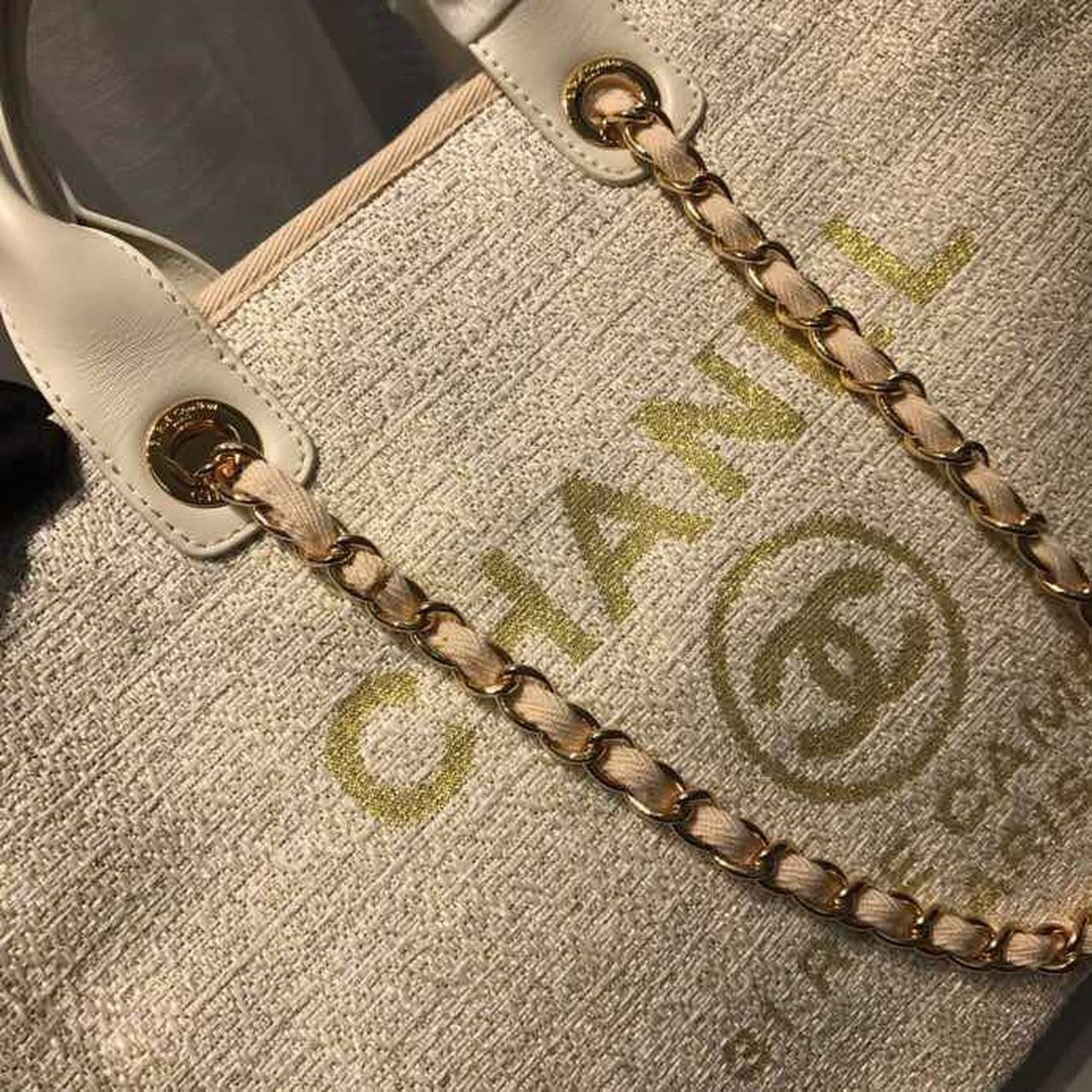 Chanel Deauville Tote 38cm Canvas Bag Spring/Summer Collection, Beige/Cream/Gold/Multi
