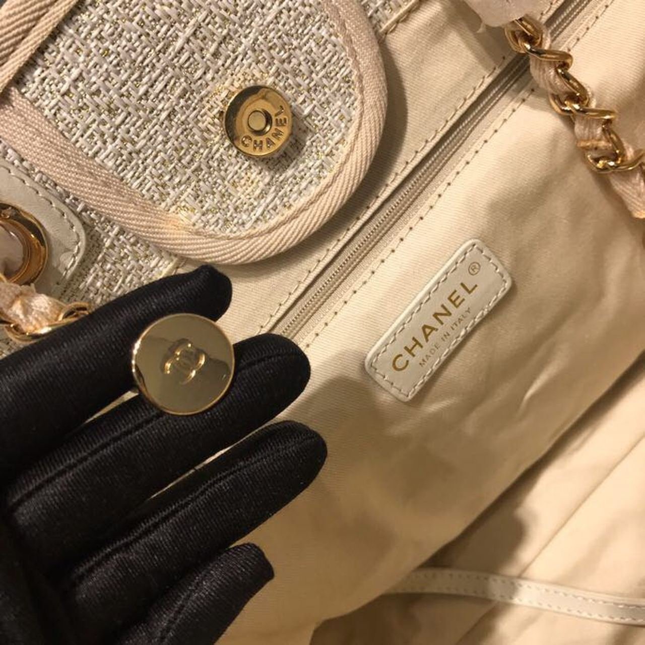 Chanel Deauville Tote 38cm Canvas Bag Spring/Summer Collection, Beige/Cream/Gold/Multi