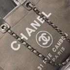 Chanel Deauville Tote 38cm Canvas Bag Spring/Summer Collection, Light Grey/White