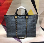 Chanel Deauville Tote 38cm Canvas Bag Spring/Summer Collection Black/Dark Denim