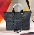 Chanel Deauville Tote 38cm Canvas Bag Spring/Summer Collection Black/Dark Denim