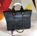 Chanel Deauville Tote 38cm Canvas Bag Spring/Summer Collection Black/Dark Denim