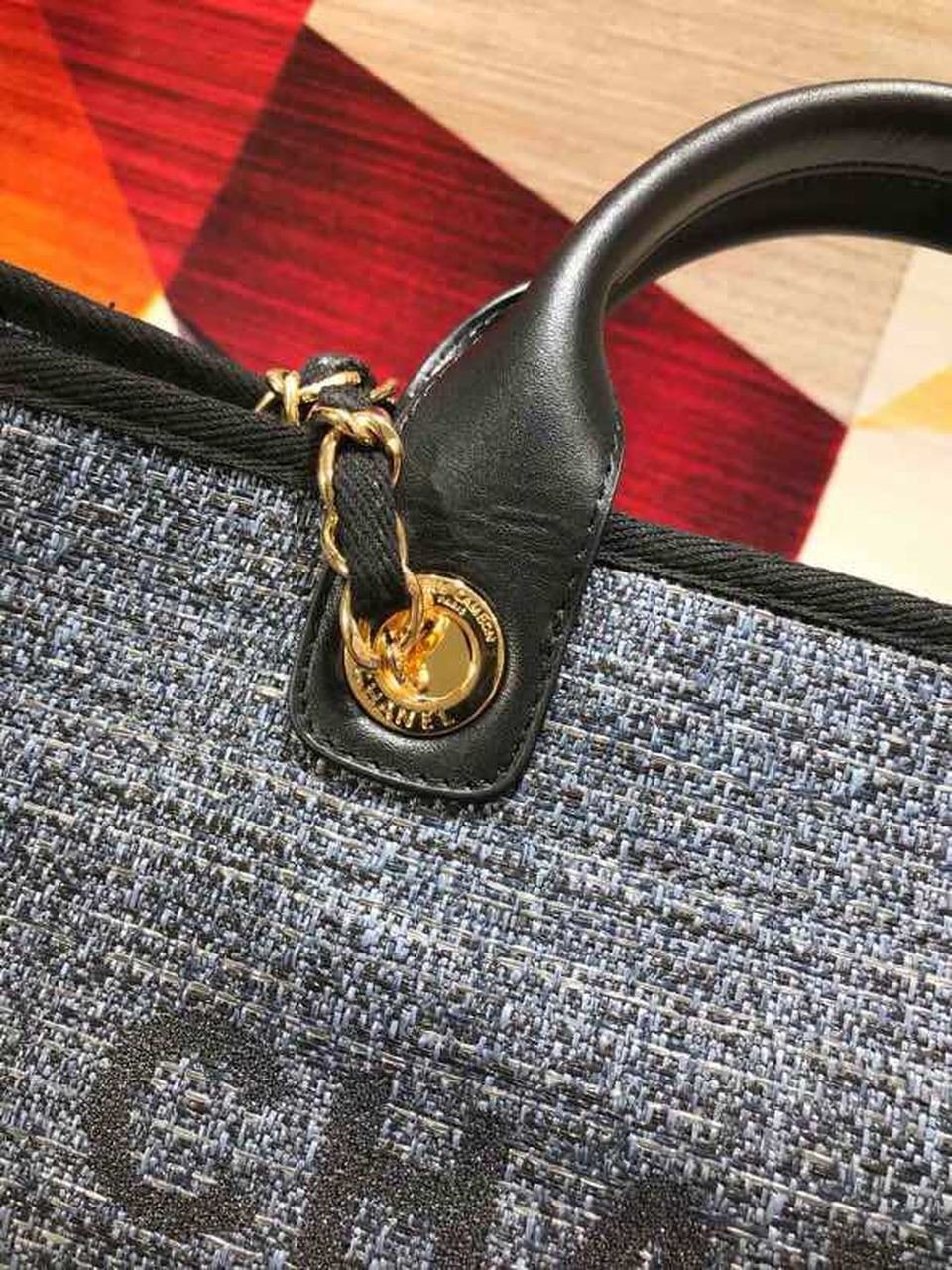 Chanel Deauville Tote 38cm Canvas Bag Spring/Summer Collection Black/Dark Denim