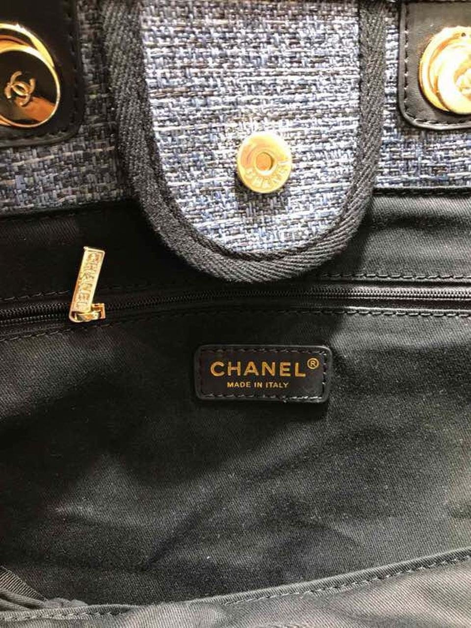 Chanel Deauville Tote 38cm Canvas Bag Spring/Summer Collection Black/Dark Denim