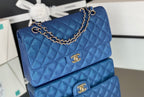 Chanel Classic Flapbag Silver Hardware 26cm Blue