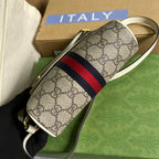 Gucci Ophidia Mini GG Bag Beige And Ebony GG Supreme Canvas, With White For Women 7in/17.5cm