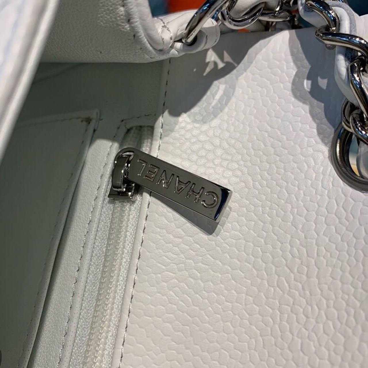 Chanel New Mini Flap Bag 20cm Silver Hardware Lambskin Leather Spring/Summer Collection White