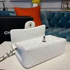 Chanel New Mini Flap Bag 20cm Silver Hardware Lambskin Leather Spring/Summer Collection White