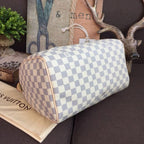 Louis Vuitton Speedy Bag 30cm Damier Azur Canvas Spring/Summer Collection N41370, White