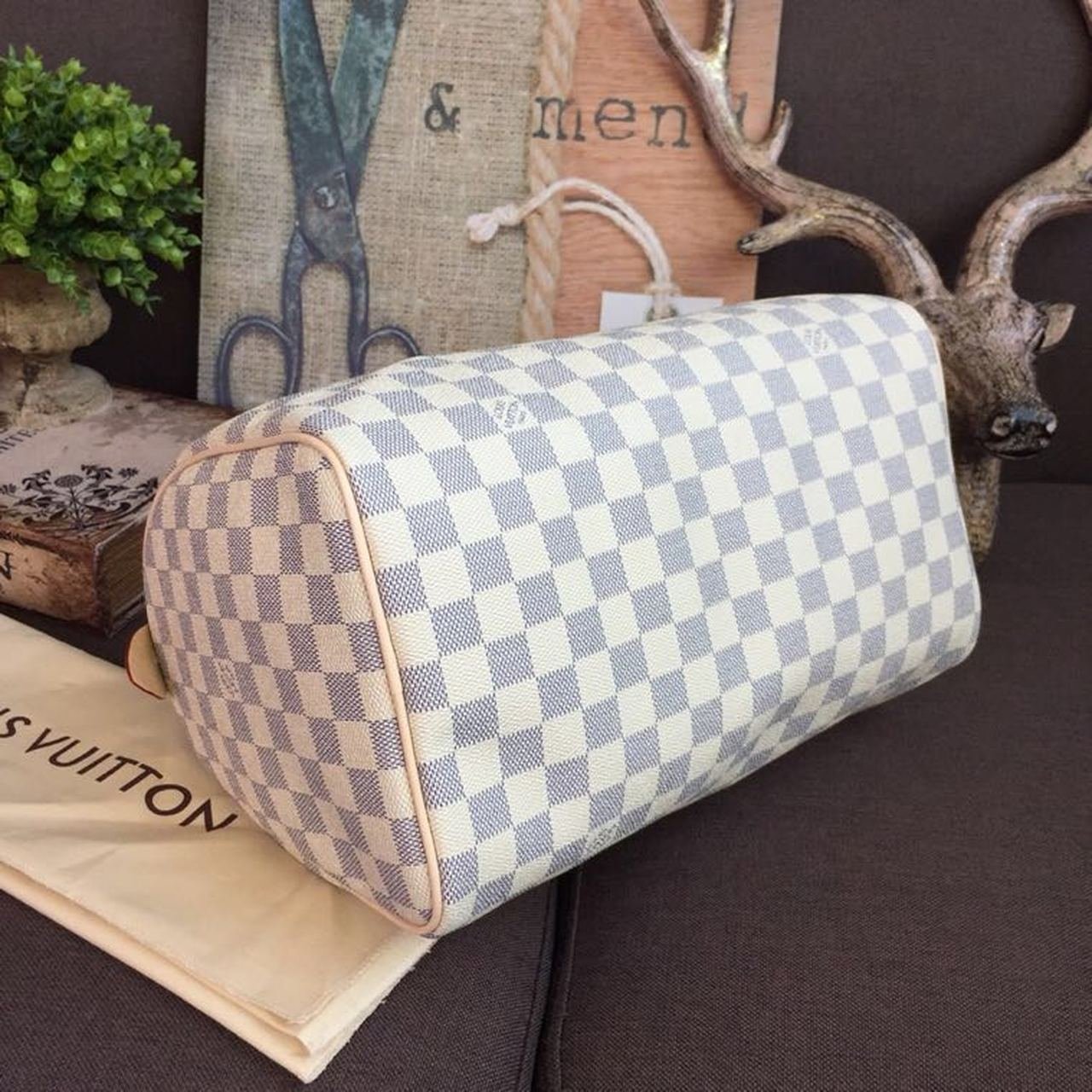 Louis Vuitton Speedy Bag 30cm Damier Azur Canvas Spring/Summer Collection N41370, White