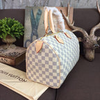 Louis Vuitton Speedy Bag 30cm Damier Azur Canvas Spring/Summer Collection N41370, White