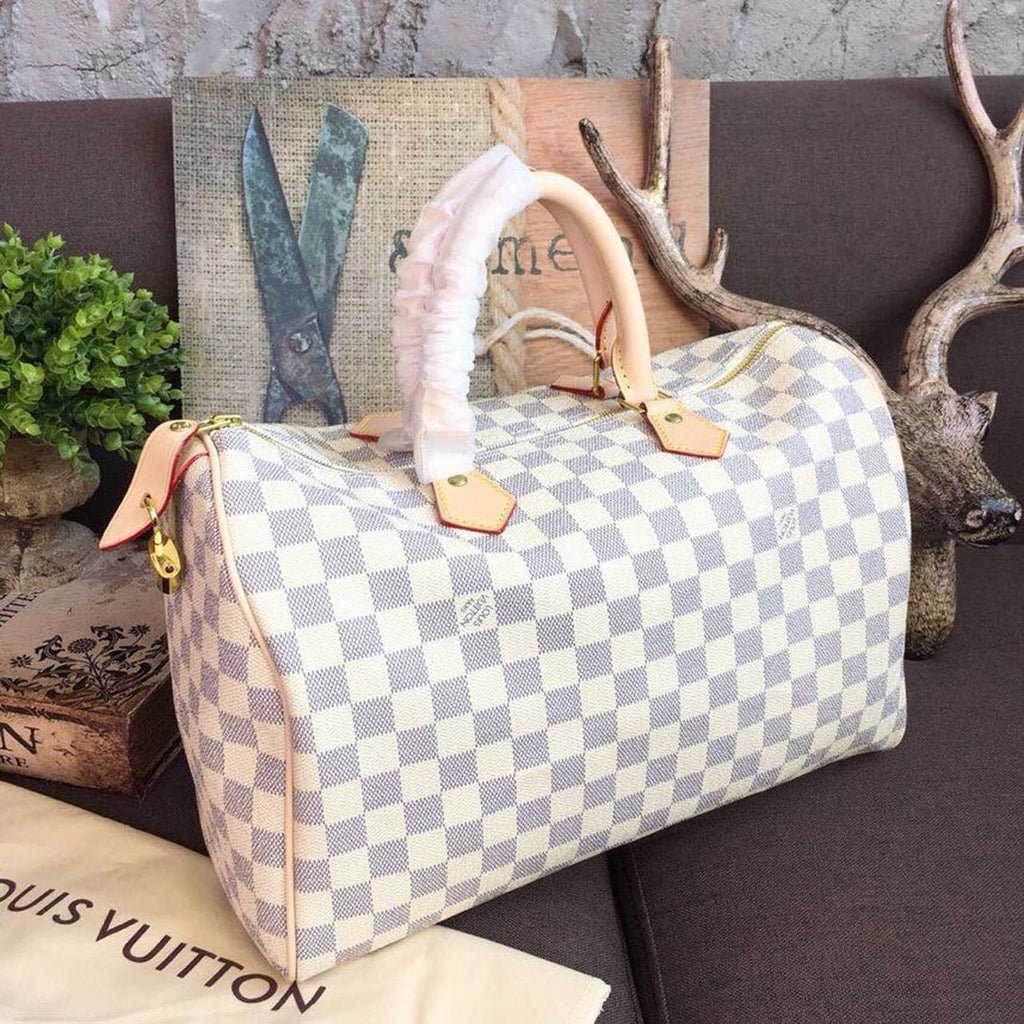 Louis Vuitton Speedy Bag 35cm Damier Azur Canvas Spring/Summer Collection N41369, White