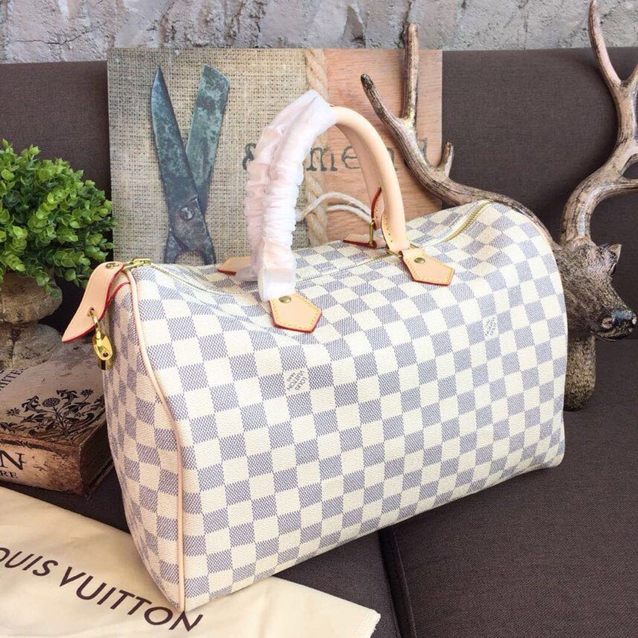 Louis Vuitton Speedy Bag 35cm Damier Azur Canvas Spring/Summer Collection N41369, White