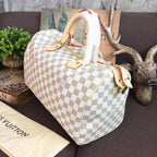 Louis Vuitton Speedy Bag 35cm Damier Azur Canvas Spring/Summer Collection N41369, White