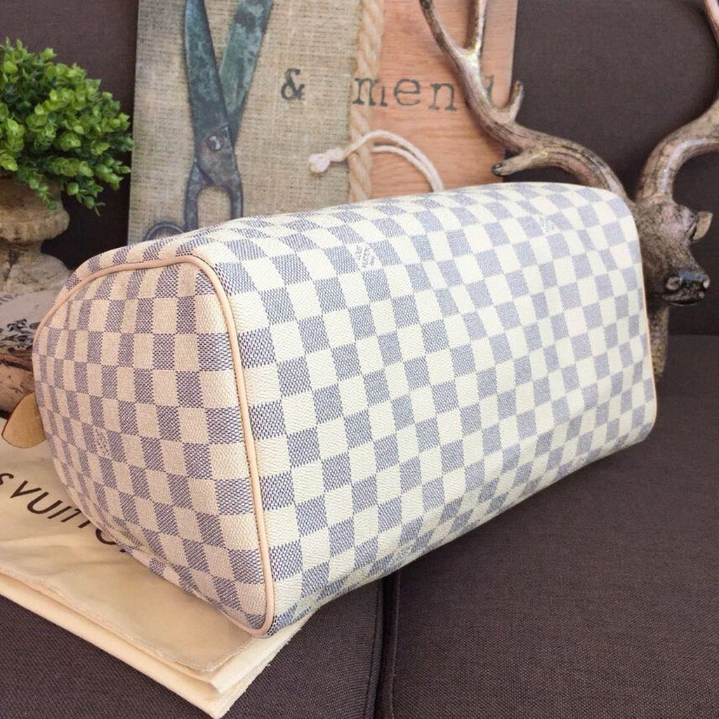 Louis Vuitton Speedy Bag 35cm Damier Azur Canvas Spring/Summer Collection N41369, White