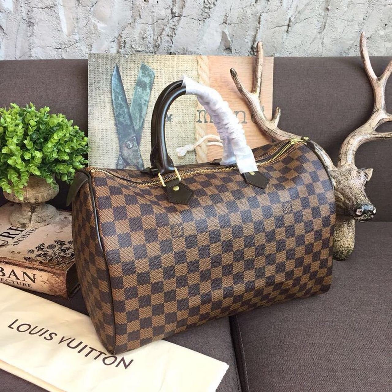 Louis Vuitton Speedy Bag 35cm Damier Ebene Canvas Spring/Summer Collection N41363, Brown