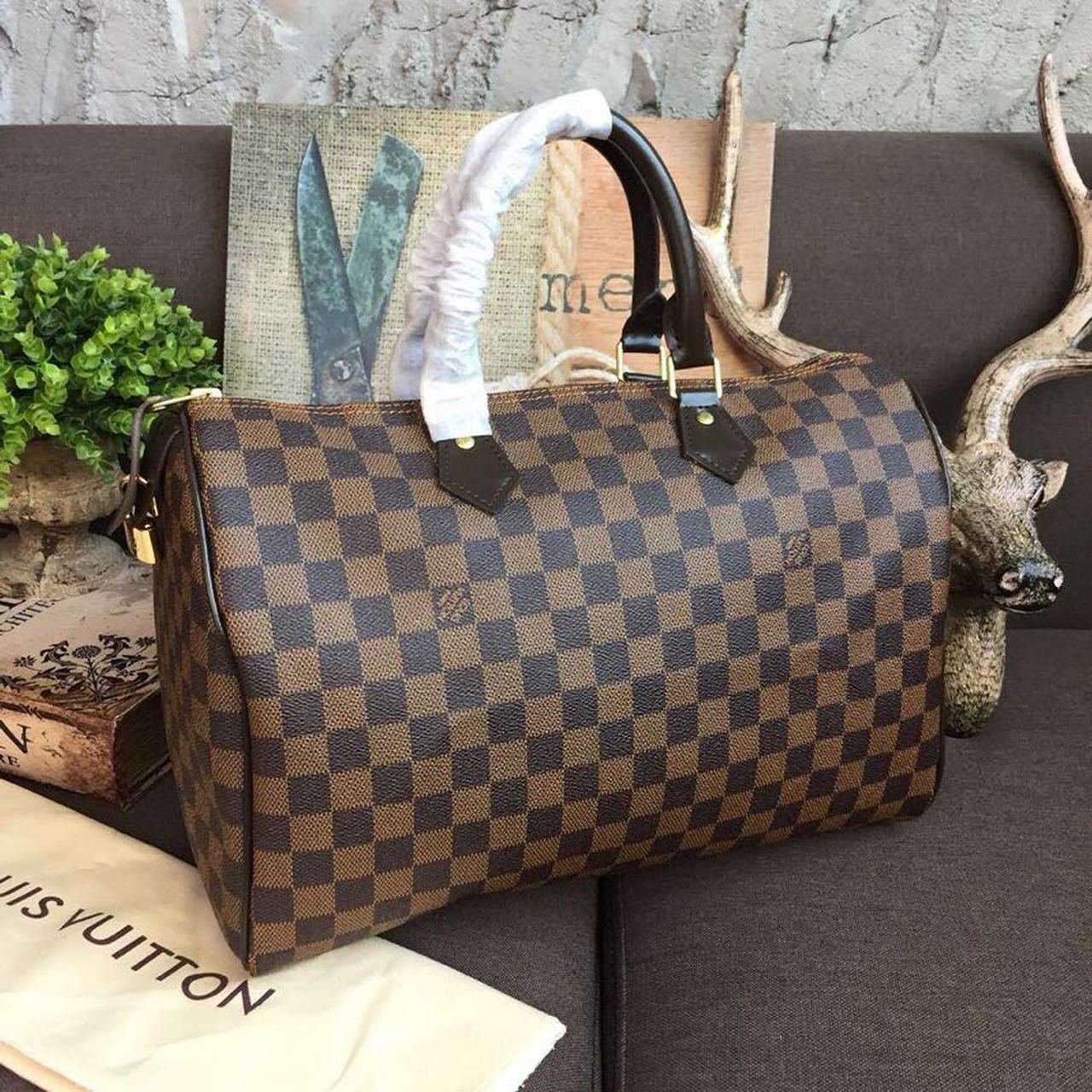 Louis Vuitton Speedy Bag 35cm Damier Ebene Canvas Spring/Summer Collection N41363, Brown