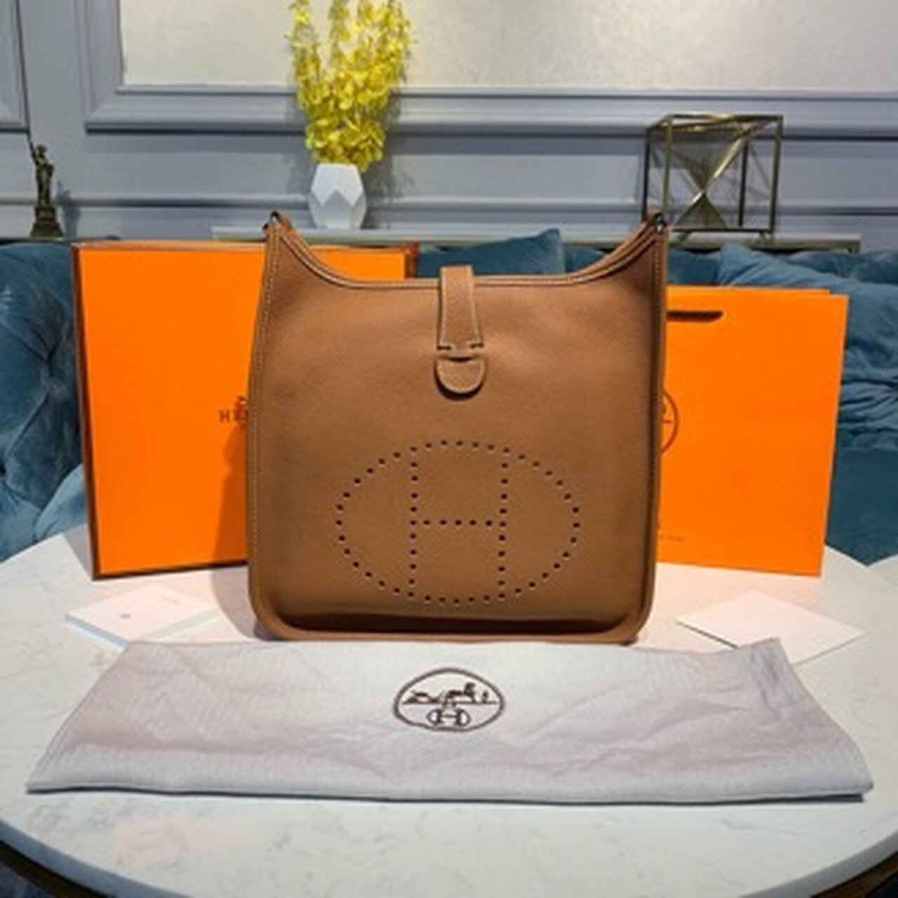 Hermes Evelyne III 29 Bag Brown With Silver-Toned Hardware For Women, Women’s Shoulder And Crossbody Bags 11.4in/29cm
