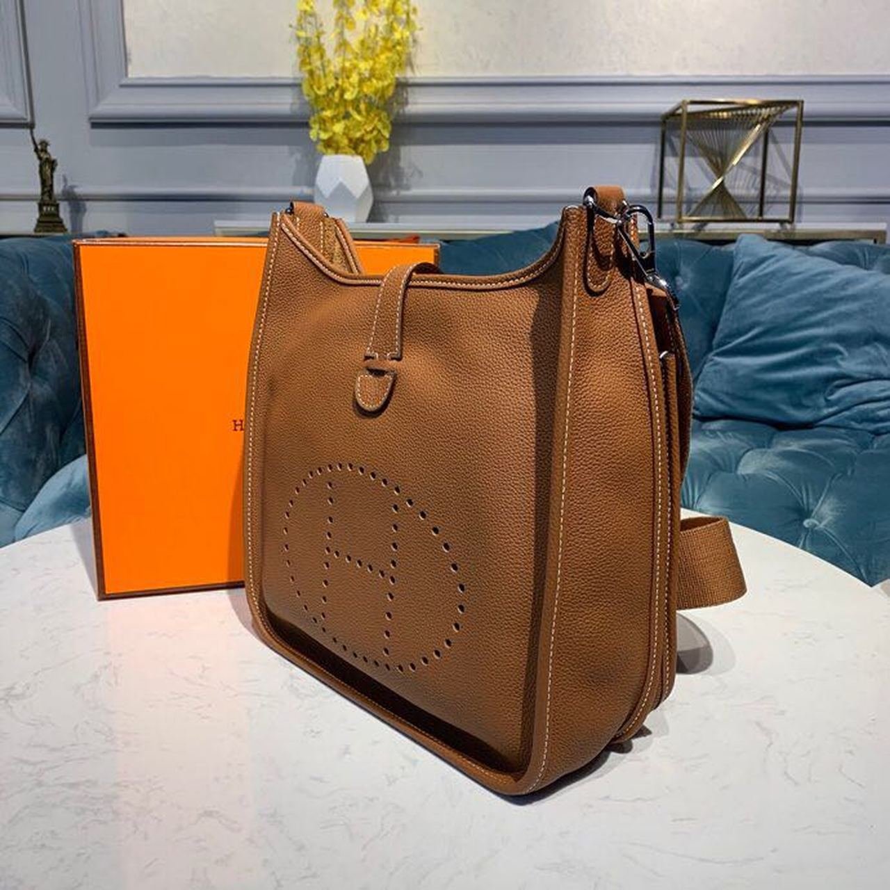 Hermes Evelyne III 29 Bag Brown With Silver-Toned Hardware For Women, Women’s Shoulder And Crossbody Bags 11.4in/29cm
