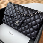 Chanel Classic Flap Bag Silver/Gold Hardware Lambskin/Caviar Leather Spring/Summer Collection Black