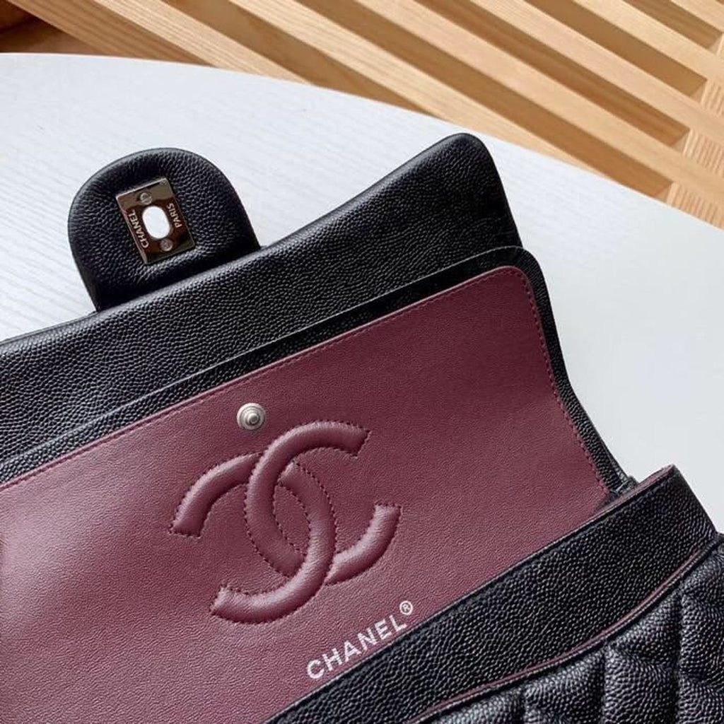 Chanel Classic Flap Bag Silver/Gold Hardware Lambskin/Caviar Leather Spring/Summer Collection Black