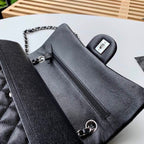 Chanel Classic Flap Bag Silver/Gold Hardware Lambskin/Caviar Leather Spring/Summer Collection Black