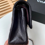 Chanel Classic Flap Bag Silver/Gold Hardware Lambskin/Caviar Leather Spring/Summer Collection Black