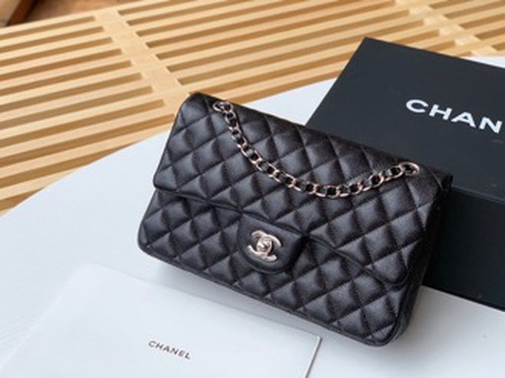 Chanel Classic Flap Bag Silver/Gold Hardware Lambskin/Caviar Leather Spring/Summer Collection Black