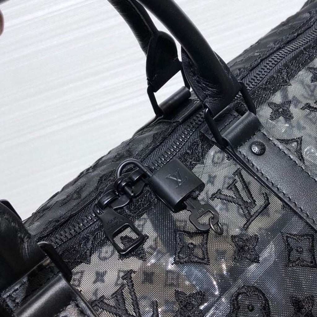 Louis Vuitton Mesh Keepall 50cm Monogram Canvas Matte Black Hardware Spring/Summer Collection M53971, Black