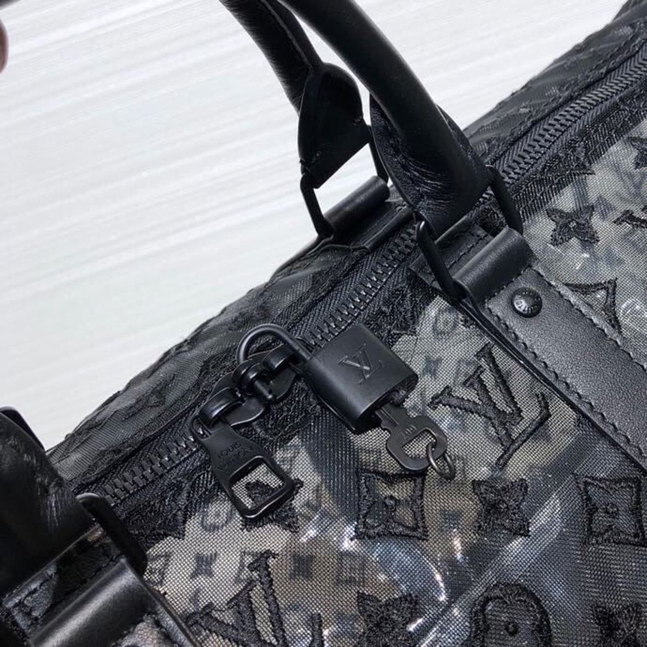 Louis Vuitton Mesh Keepall 50cm Monogram Canvas Matte Black Hardware Spring/Summer Collection M53971, Black