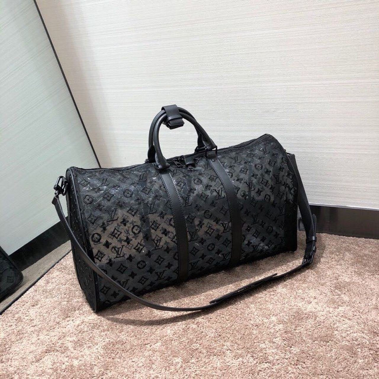 Louis Vuitton Mesh Keepall 50cm Monogram Canvas Matte Black Hardware Spring/Summer Collection M53971, Black