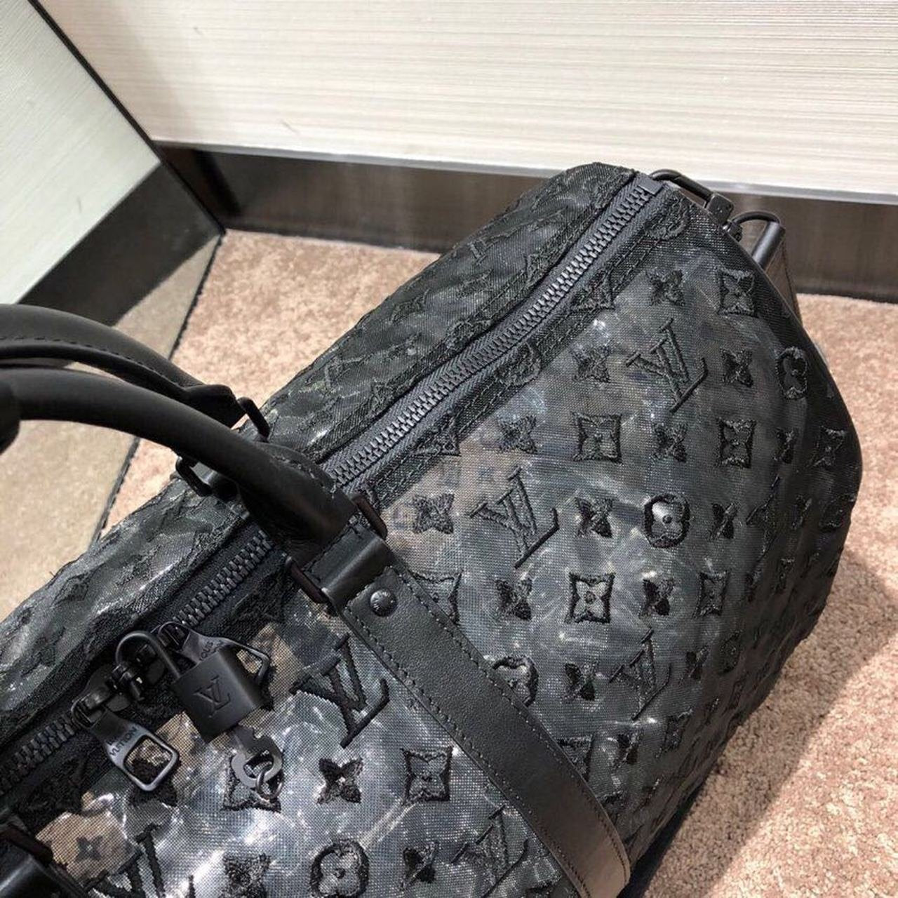 Louis Vuitton Mesh Keepall 50cm Monogram Canvas Matte Black Hardware Spring/Summer Collection M53971, Black