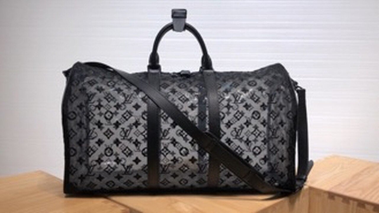 Louis Vuitton Mesh Keepall 50cm Monogram Canvas Matte Black Hardware Spring/Summer Collection M53971, Black