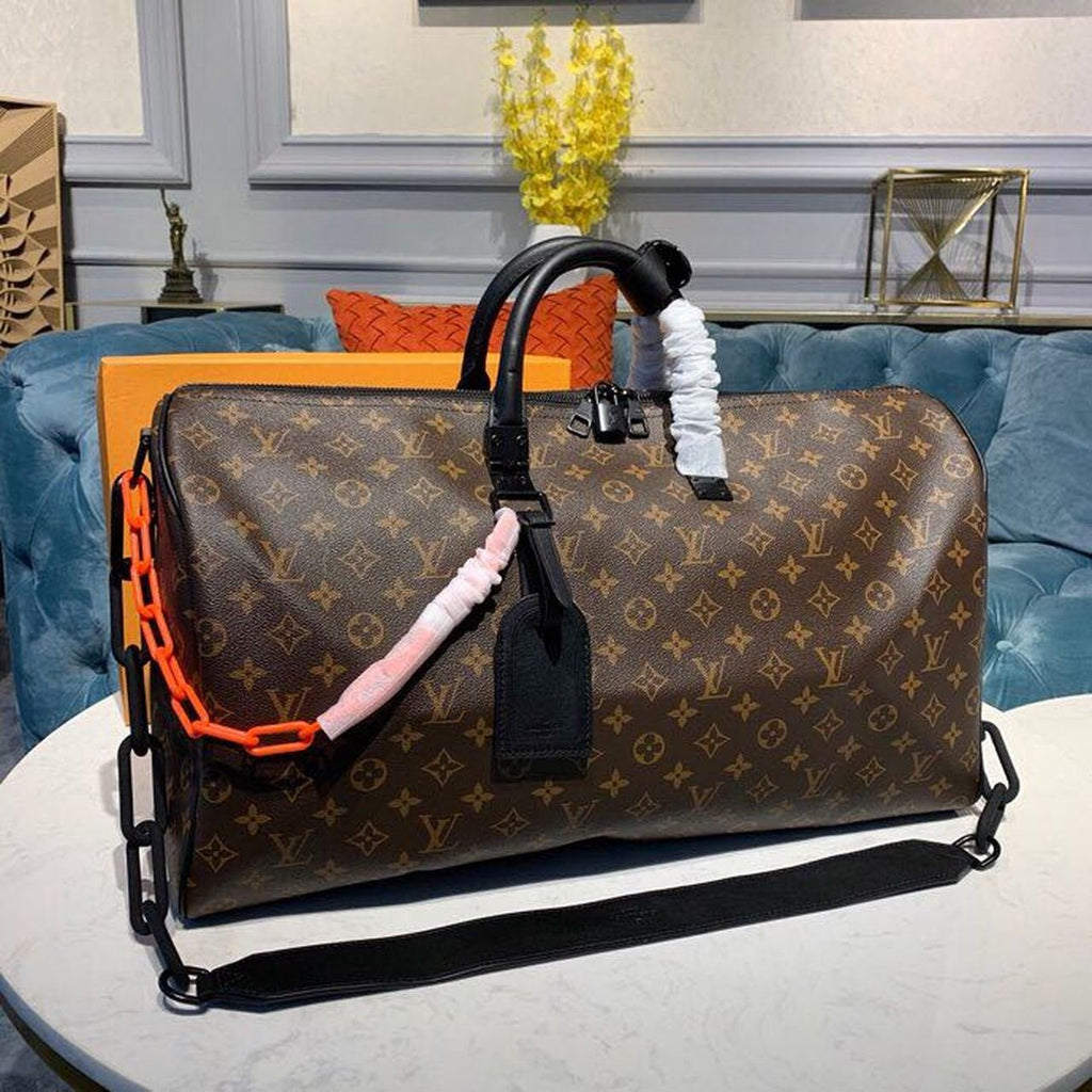 Louis Vuitton Keepall Bandouli?re 50cm Monogram Solar Ray Canvas Spring/Summer Collection M44471, Black/Orange