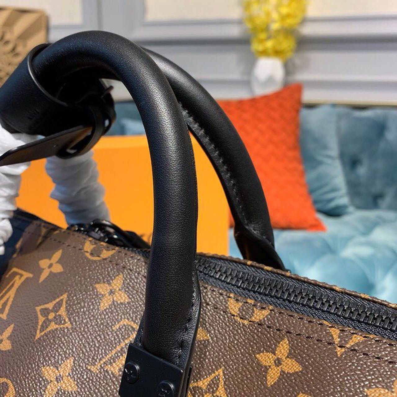 Louis Vuitton Keepall Bandouli?re 50cm Monogram Solar Ray Canvas Spring/Summer Collection M44471, Black/Orange