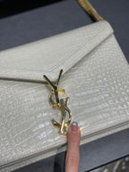 Saint Laurent Cassandra Medium Chain Bag In Grain De Poudre Embossed 22cm Beige