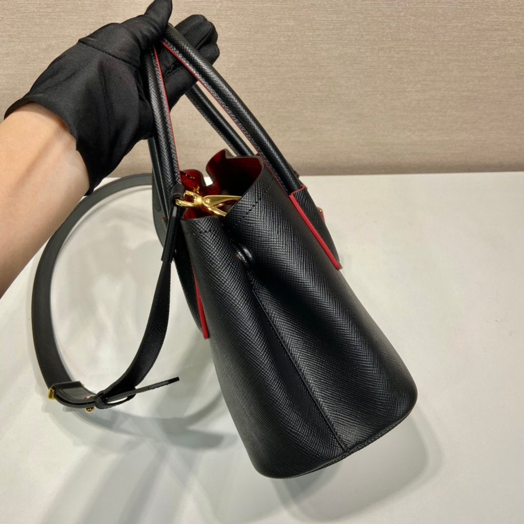 Prada Double Saffiano Mini Bag Black For Women, Women’s Bags 9.8in/25cm