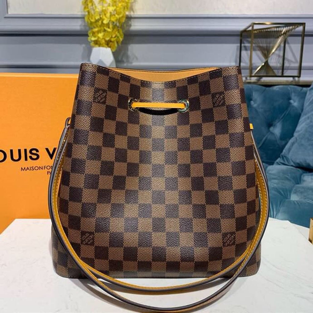 Louis Vuitton Néo Noé BB Bucket Bag 26cm Damier Ebene Canvas Spring/Summer Collection N40213, Safran