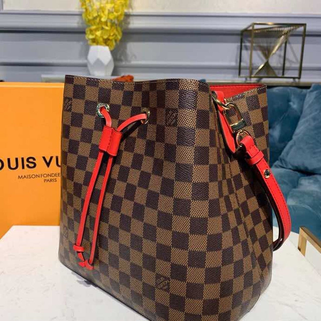Louis Vuitton Neo Noe BB Bucket Bag 26cm Damier Ebene Canvas Spring/Summer Collection N40214, Cherry Berry