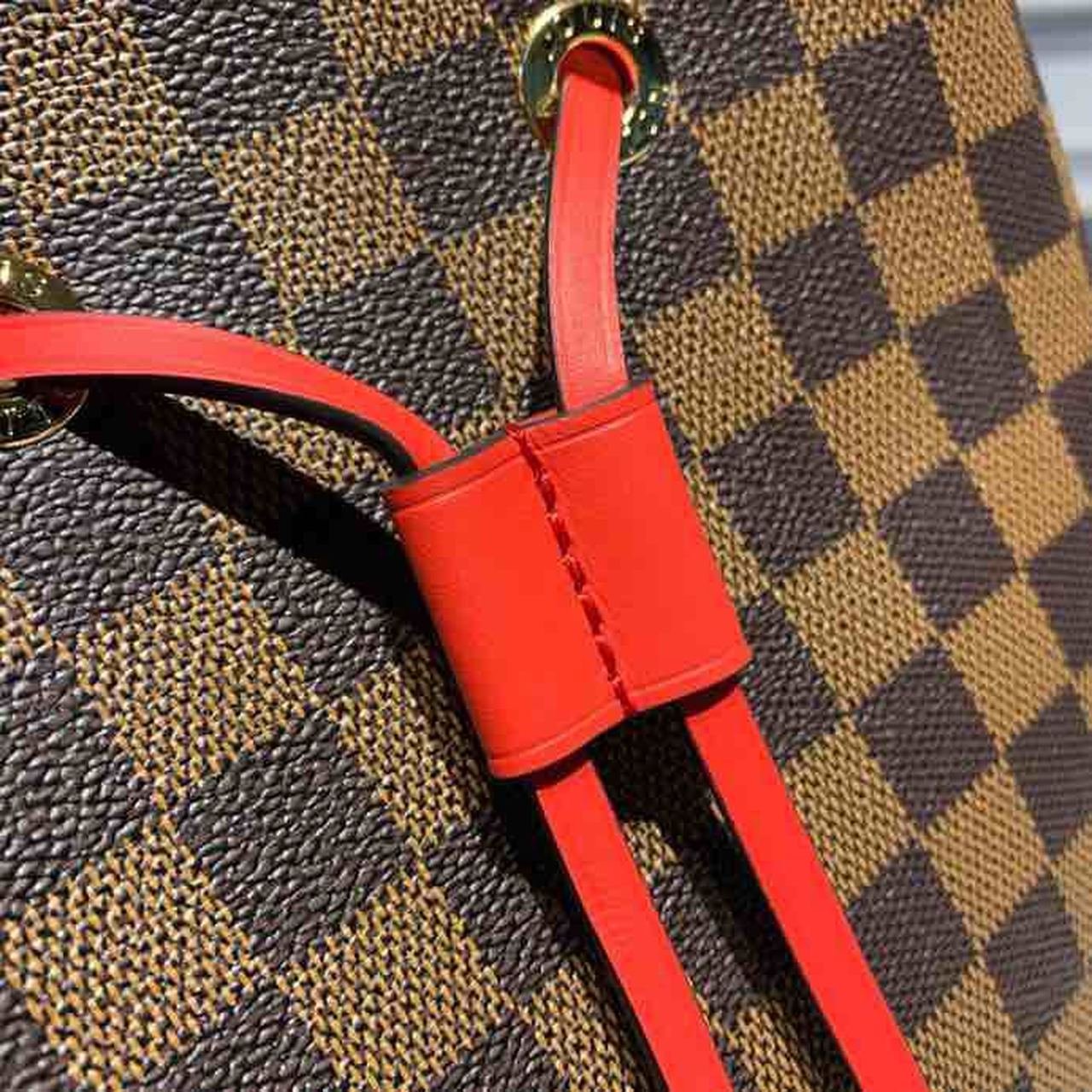 Louis Vuitton Neo Noe BB Bucket Bag 26cm Damier Ebene Canvas Spring/Summer Collection N40214, Cherry Berry