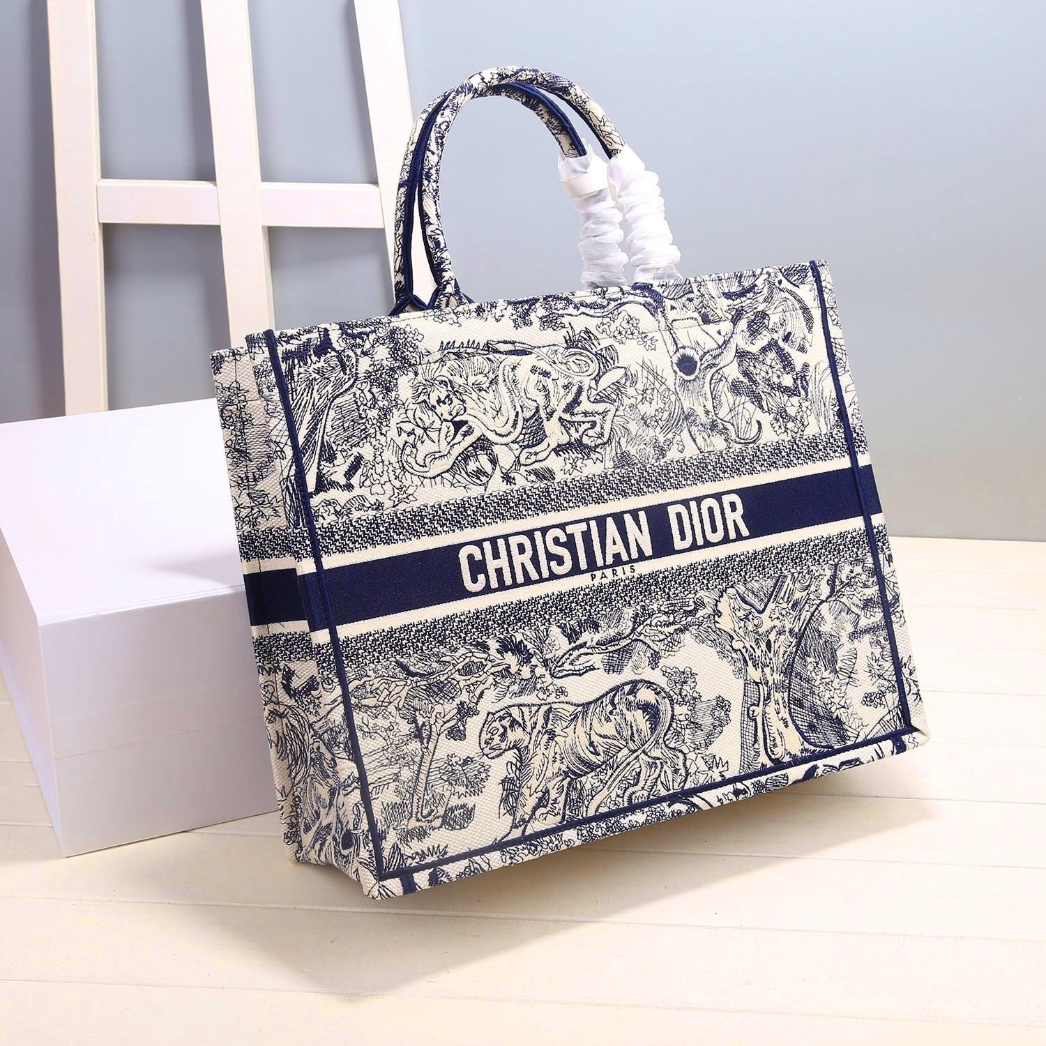 Christian Dior Blue Handle Bag 42cm