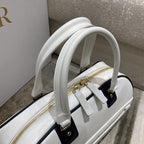 Christian Dior Medium Vibe Zip Bowling Bag 34cm White