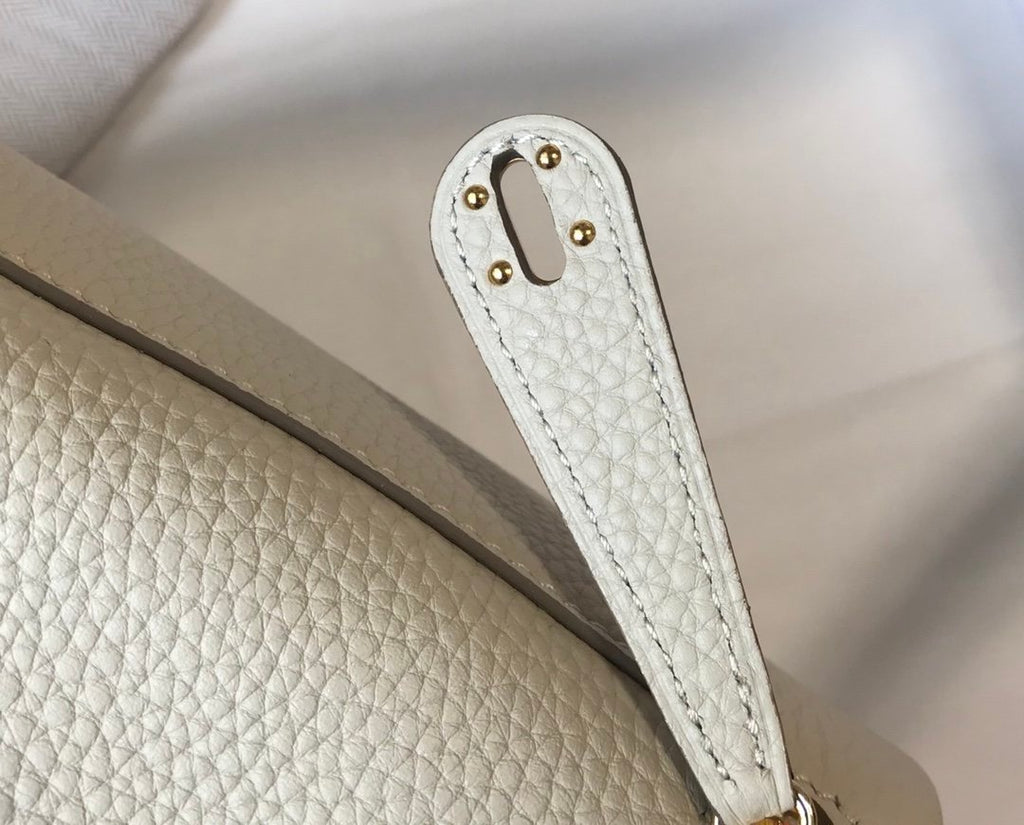 Hermes Lindy Mini White Togo Bag With Gold Hardware For Women, Women’s Handbags, Shoulder And Crossbody Bags 7.5in/19cm