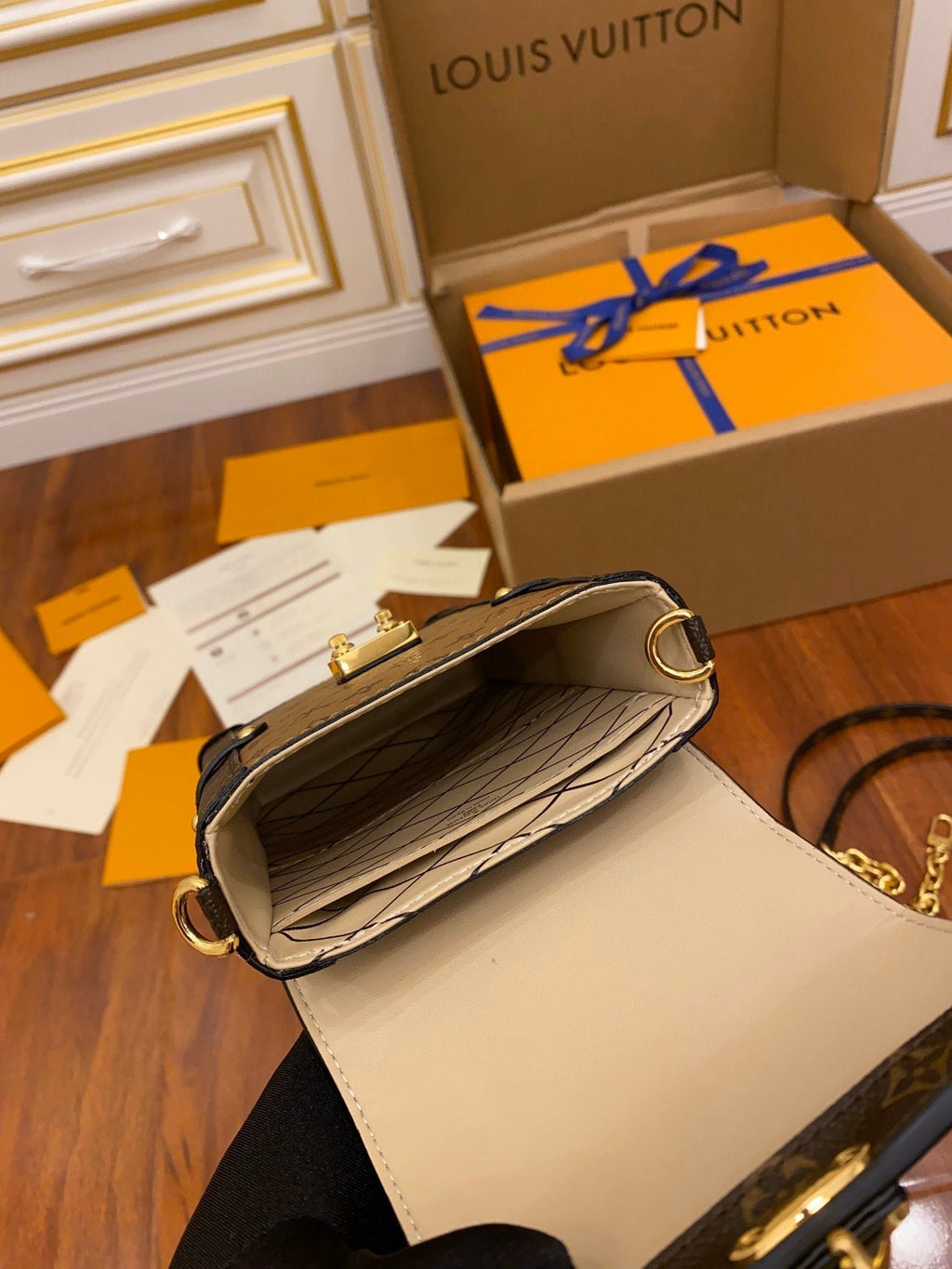 Louis Vuitton Vertical Trunk Pochette Monogram Reverse 18cm Brown