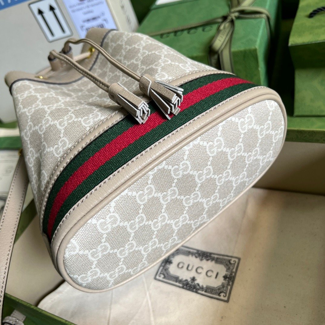 Gucci Ophidia Small GG Bucket Bag White For Women, Women’s Bags 10in/25cm