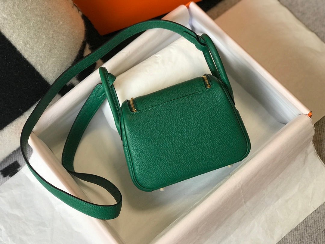 Hermes Lindy Mini Clemence Bag Green For Women, Women’s Handbags, Shoulder And Crossbody Bags 7.5in/19cm